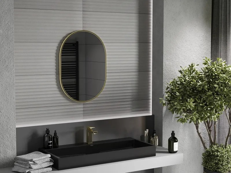 Mexen Loft oglindă de baie ovală 70 x 50 cm, ramă aurie - 9851-070-050-000-50