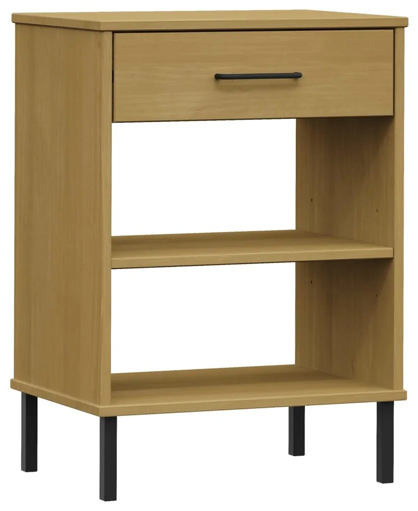 351000 vidaXL Dulap consolă cu picioare metalice „OSLO”, maro, lemn masiv pin