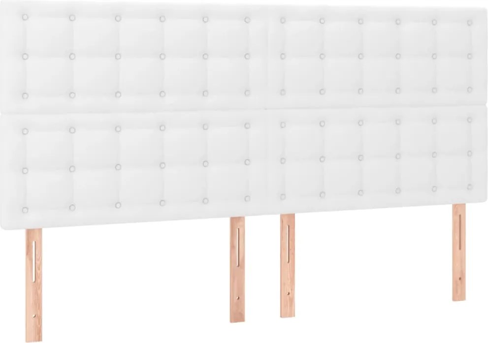 vidaXL Tăblie de pat albă 180x5x118/128 cm piele ecologică