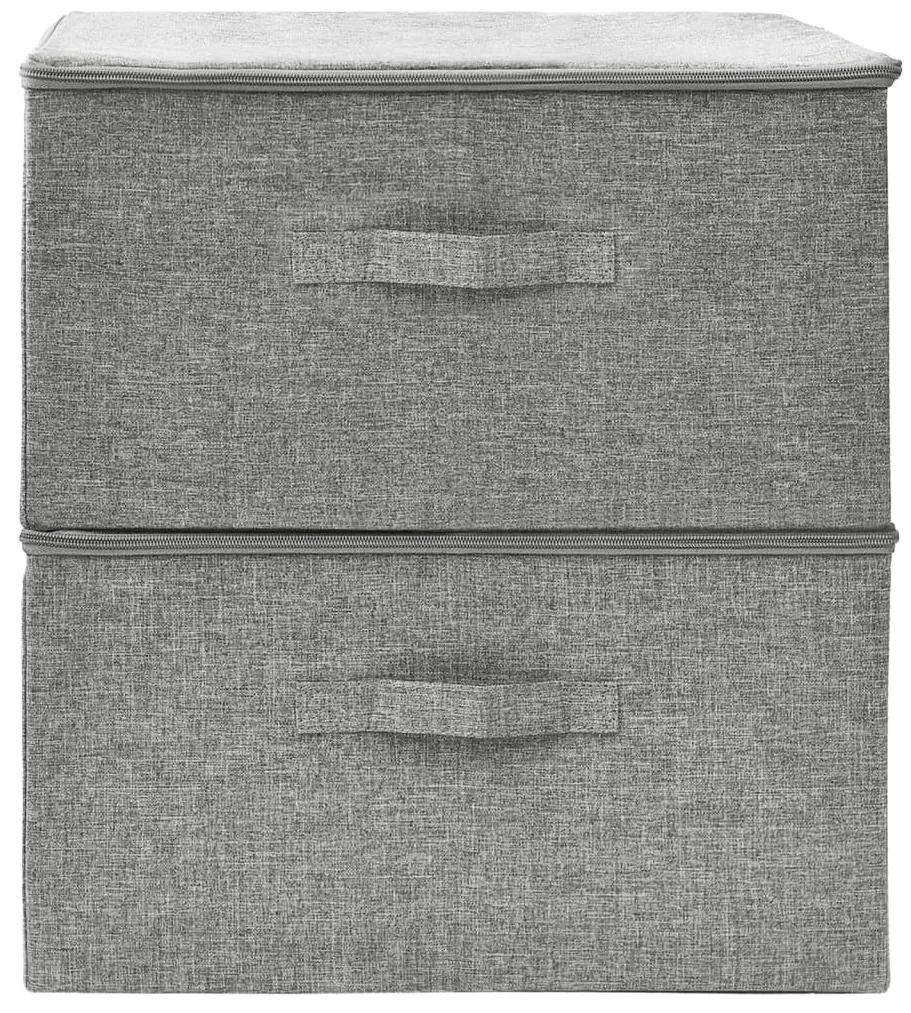 Cutii de depozitare 2 buc. gri 43x34x23 cm material textil 2, Gri, 1