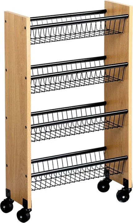 Raft bucatarie cu rotite Kesper 27843, 4 rafturi, 4 rotite mobile, MDF/metal, maro/negru