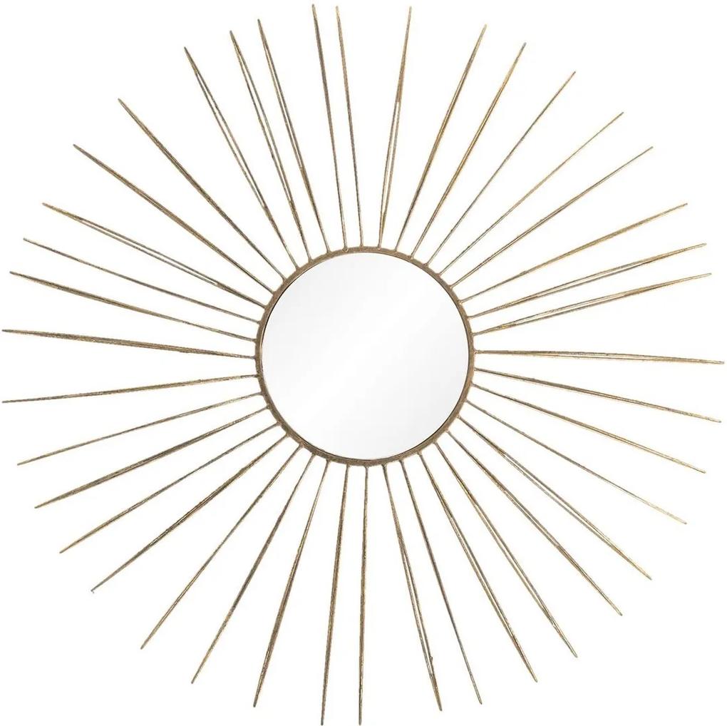 Oglinda de perete cu rama din metal auriu Ø 81 cm x 6 cm