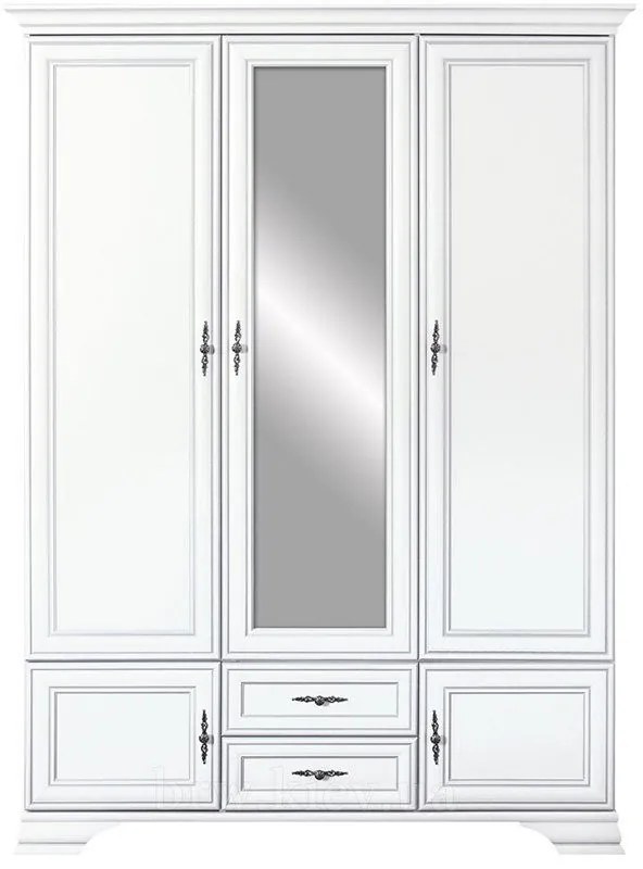 Dormitor Idento Varianta 1, Dulap 5 Usi si 2 Sertare, MDF Alb Alpin