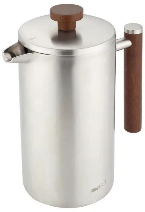 Presă franceză pentru cafea / ceai Kinghoff KH 1995, 1 l, Oțel inoxidabil, Pereți dubli, Inox