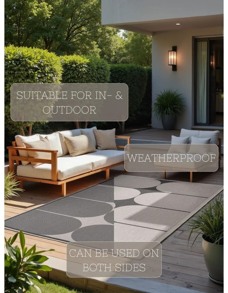 Covor pentru exterior și interior alb-negru 160x230 cm Duet Bowen – NORTHRUGS