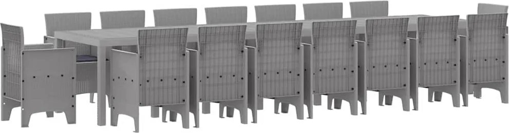 vidaXL Set de masă de grădină cu perne cu pernă 17 pcs Gri deschis PP