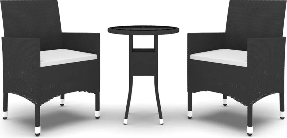 vidaXL Set mobilier de grădină, 3 piese, poliratan