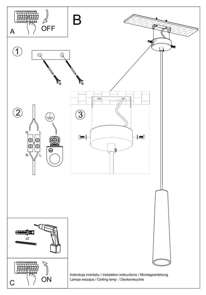 Lustră albă cu abajur din ceramică ø 8 cm Alverna – Nice Lamps