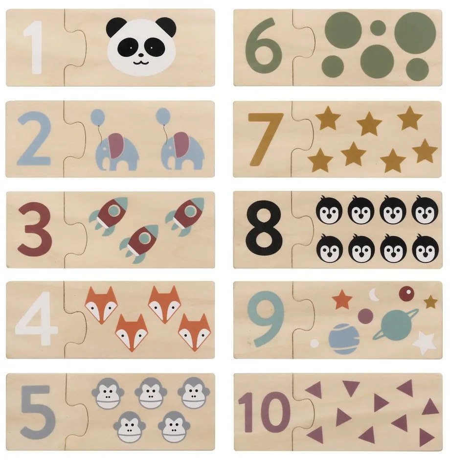 Puzzle (număr de piese 20) de copii din lemn Numbers – Kindsgut