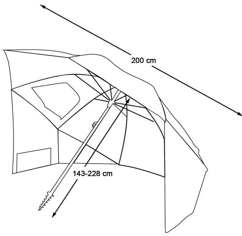 Umbrela de plaja, 225 cm