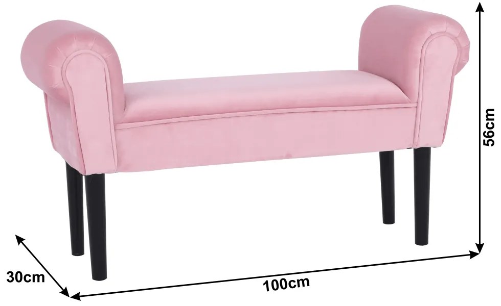 Bancă, catifea Velvet, roz învechit/negru, BURDA