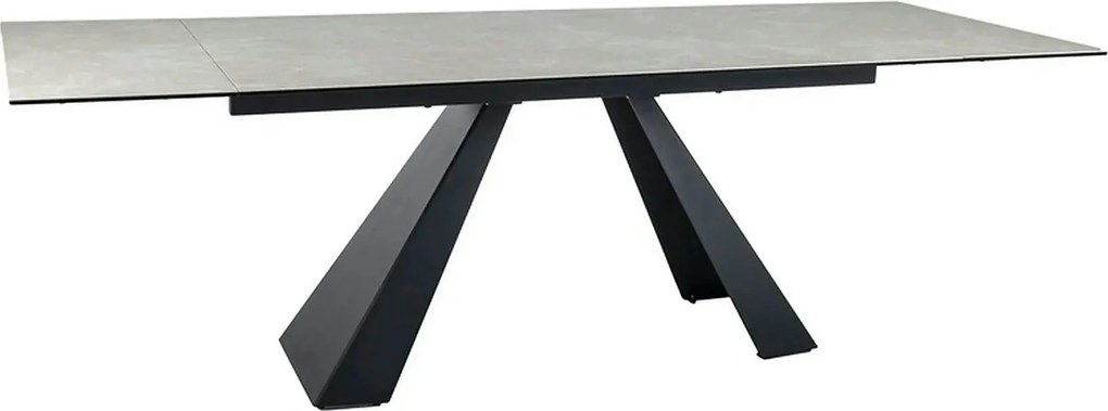 Masa extensibila SALVADORE, crem/negru, sticla/ceramica/metal, 160/240