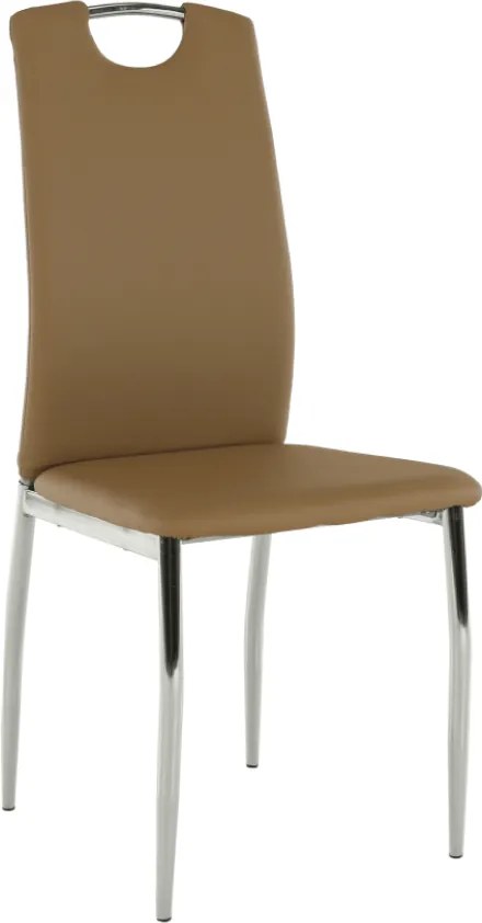 Scaun dining, piele ecologică bej/crom, ERVINA