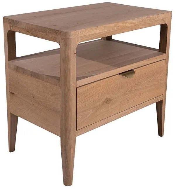 Noptiera natur, din lemn de stejar, cu sertar, L55 cm, Ernest