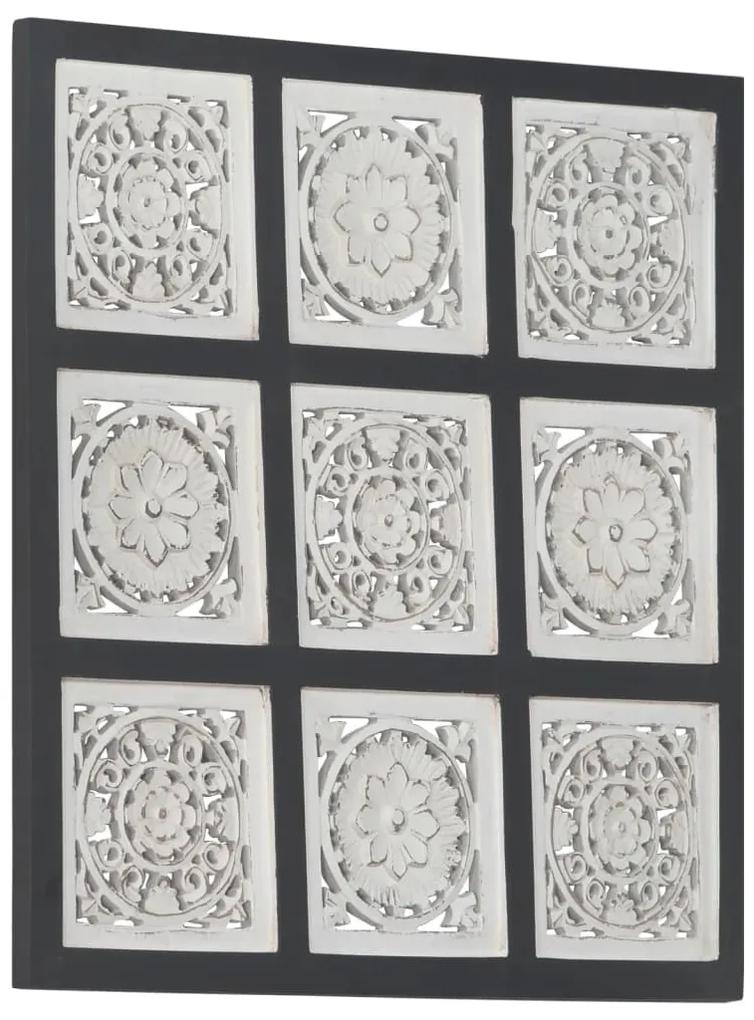Panouri de perete sculptate manual, negru alb, 60x60x1,5 cm MDF 1, Alb si negru, 60 x 60 x 1.5 cm