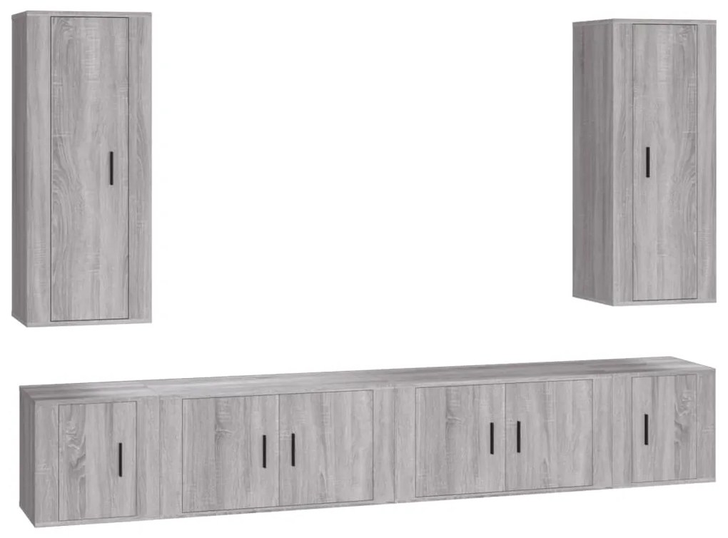 3188844 vidaXL Set dulapuri TV, 6 piese, gri sonoma, lemn prelucrat