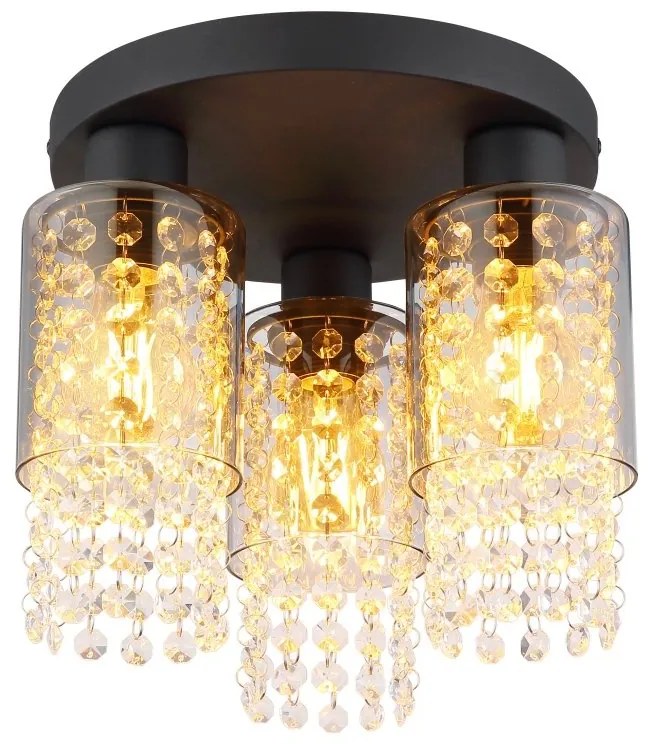 Plafoniera 3L design modern Backey negru, fumuriu