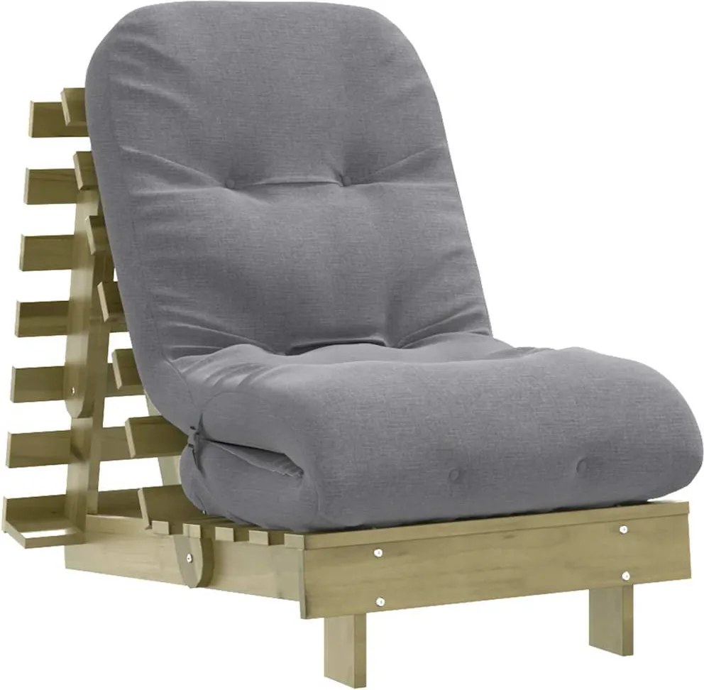 vidaXL Canapea futon cu saltea, 60x206x11 cm, lemn de pin tratat