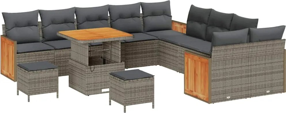 vidaXL Set de canapele pentru grădină cu pernă 13 pcs Gri