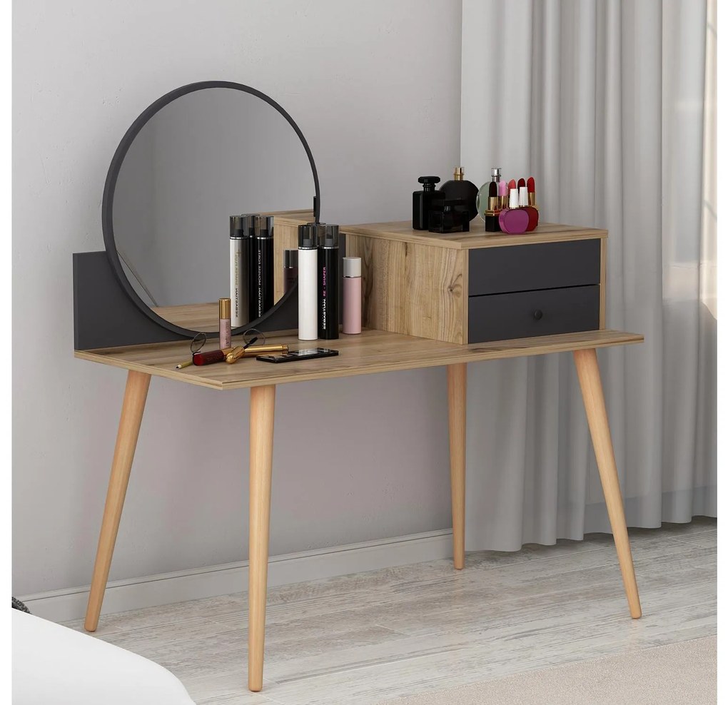Masă de toaletă Angelio (antracit + Nuc) . 1101365
