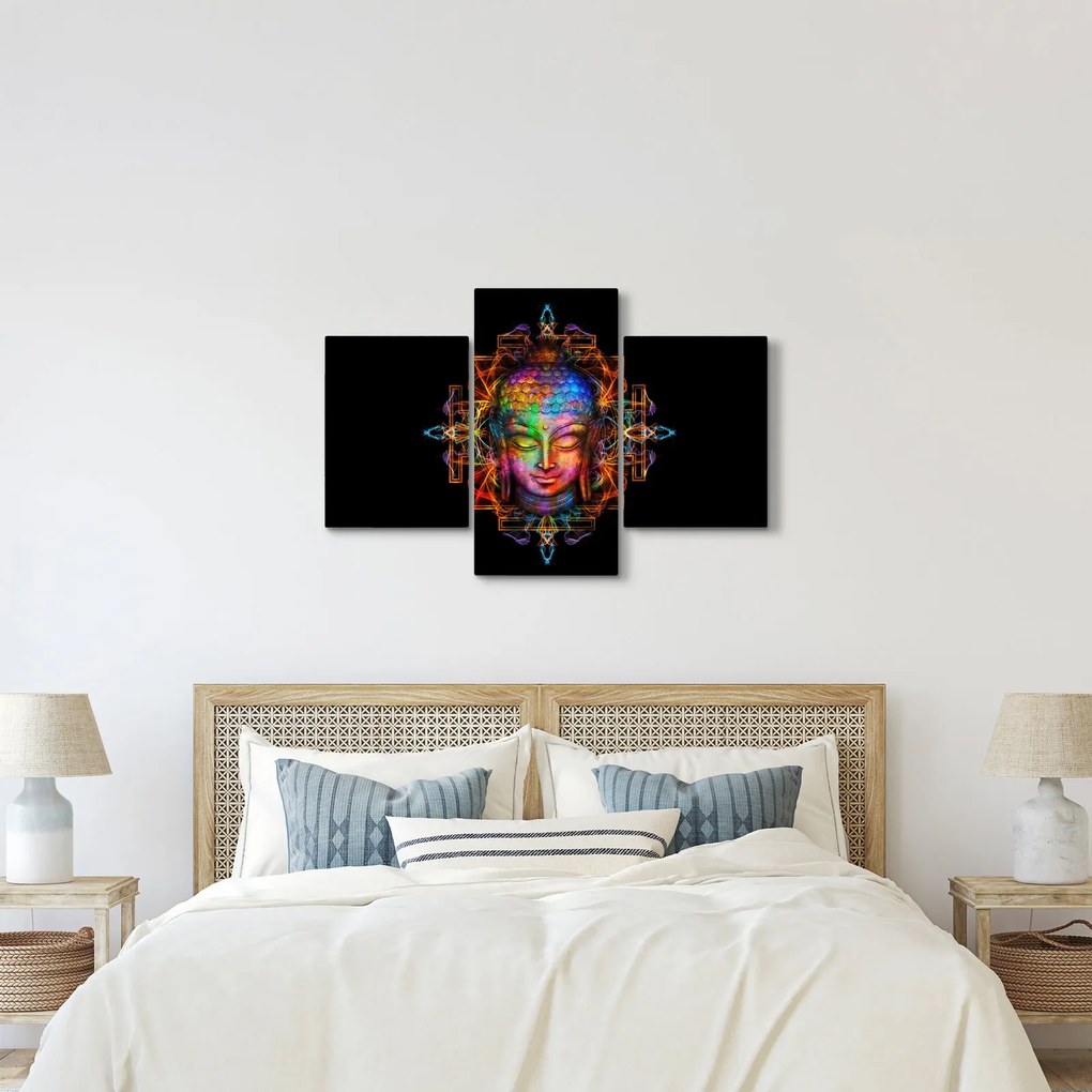 Tablou - Bustul lui Buddha în culori neon (90x60 cm)