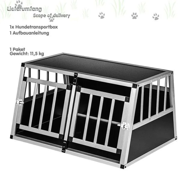 Cușcă de transport din aluminiu pentru câini 89 × 69 × 50 cm