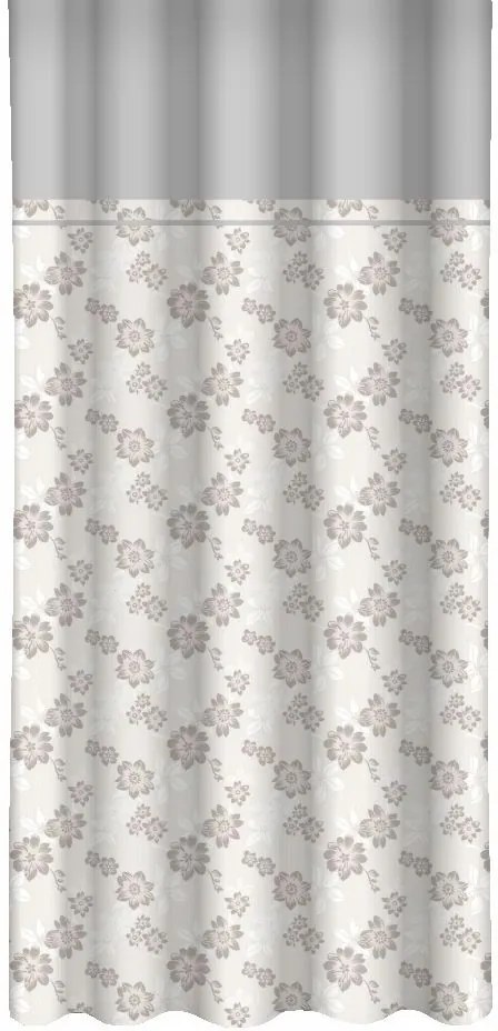 Draperie cu flori bej imprimate și margine gri deschis Lățime: 160 cm | Lungime: 250 cm