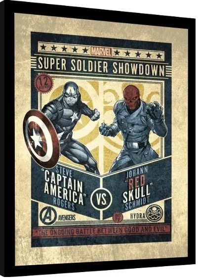 Poster înrămat Marvel Comics - Captain America vs Red Skull