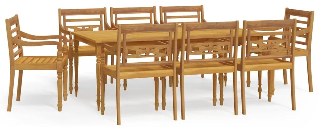 3100794 vidaXL Set mobilier de grădină, 9 piese, lemn masiv de tec
