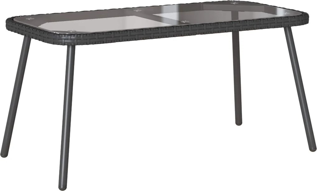 vidaXL Masă de cafea Negru 90 x 45 x 43 cm Poliratan și sticlă