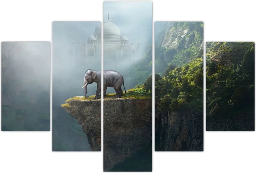 Tablou - Elefant în vârful Taj Mahalului (150x105 cm)