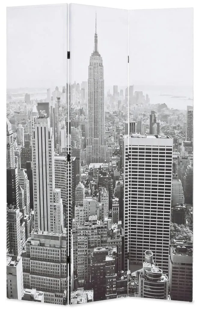 245857 vidaXL Paravan cameră pliabil, 120x170 cm, New York pe zi, alb/negru