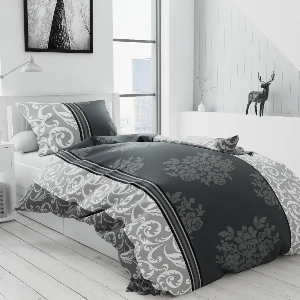 Lenjerie de pat din bumbac gri, Ida Dimensiune lenjerie de pat: 70 x 90 cm | 140 x 200 cm