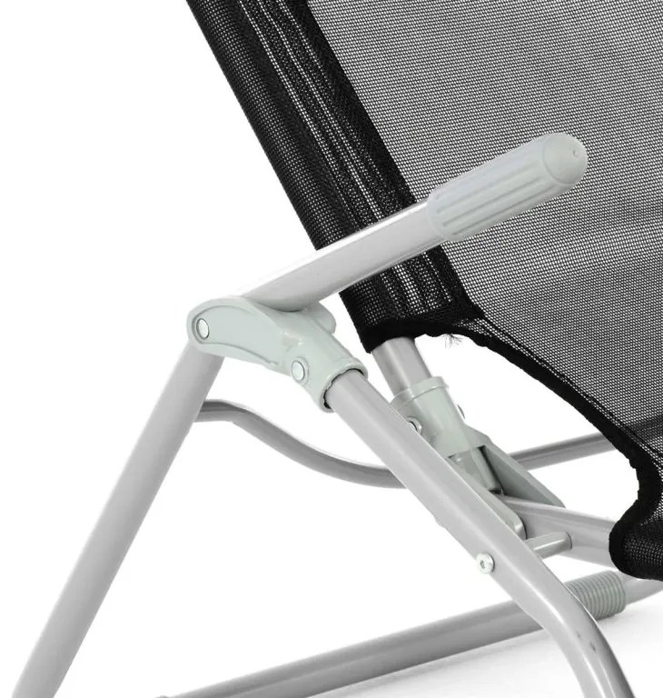 Set 2 x șezlong de grădină  cu țesătură neagră - pliabilă