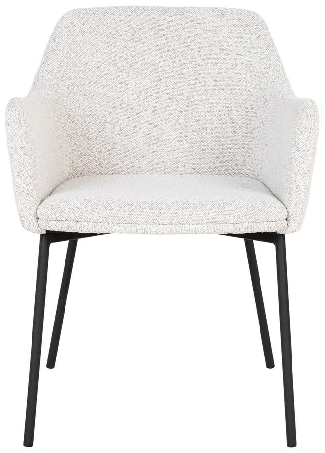 Scaun de sufragerie alb cu cotiere tapițat Melilla – House Nordic