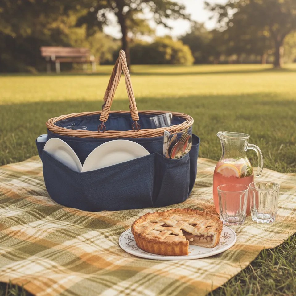 Coș de picnic din răchită pentru 2 persoane cutermobox , 40 x 30 x 21 cm, 2,17 kg