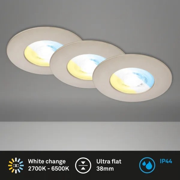 Briloner 7605032 - Set 3x LED, corp de iluminat încastrat pentru baie, 3xLED/4,9W/230V, IP44, crom mat