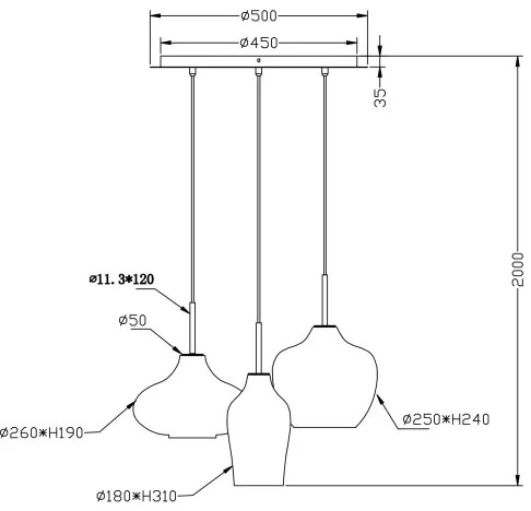 Lustră pe cablu OLBIA 3xE27/40W/230V Fabas Luce 3725-47-363