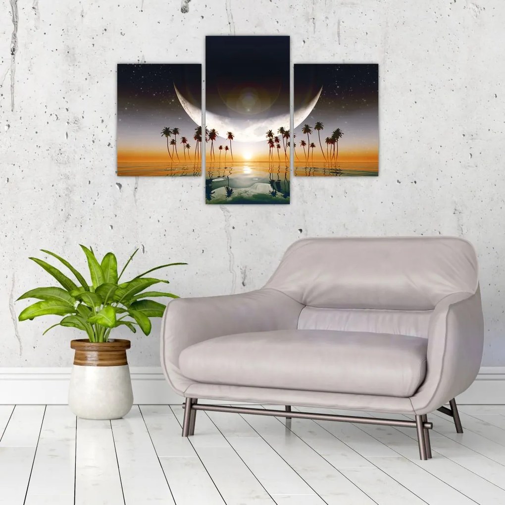 Tablou- Luna deasupra palmierilor (90x60 cm)
