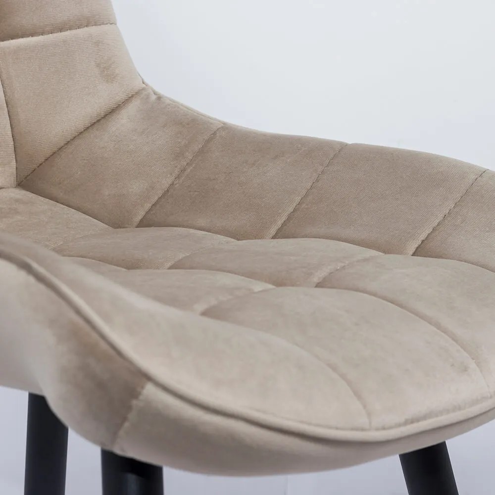 Scaun living tapițat cu catifea și picioare metalice BUC 206 bej