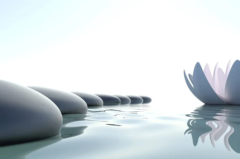 Tapet floare de lotus și pietre Zen