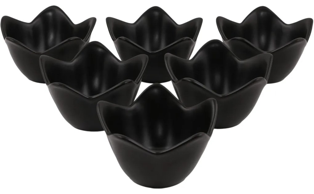 Set de 6 boluri ceramice Lotus 11,8 cm, negru