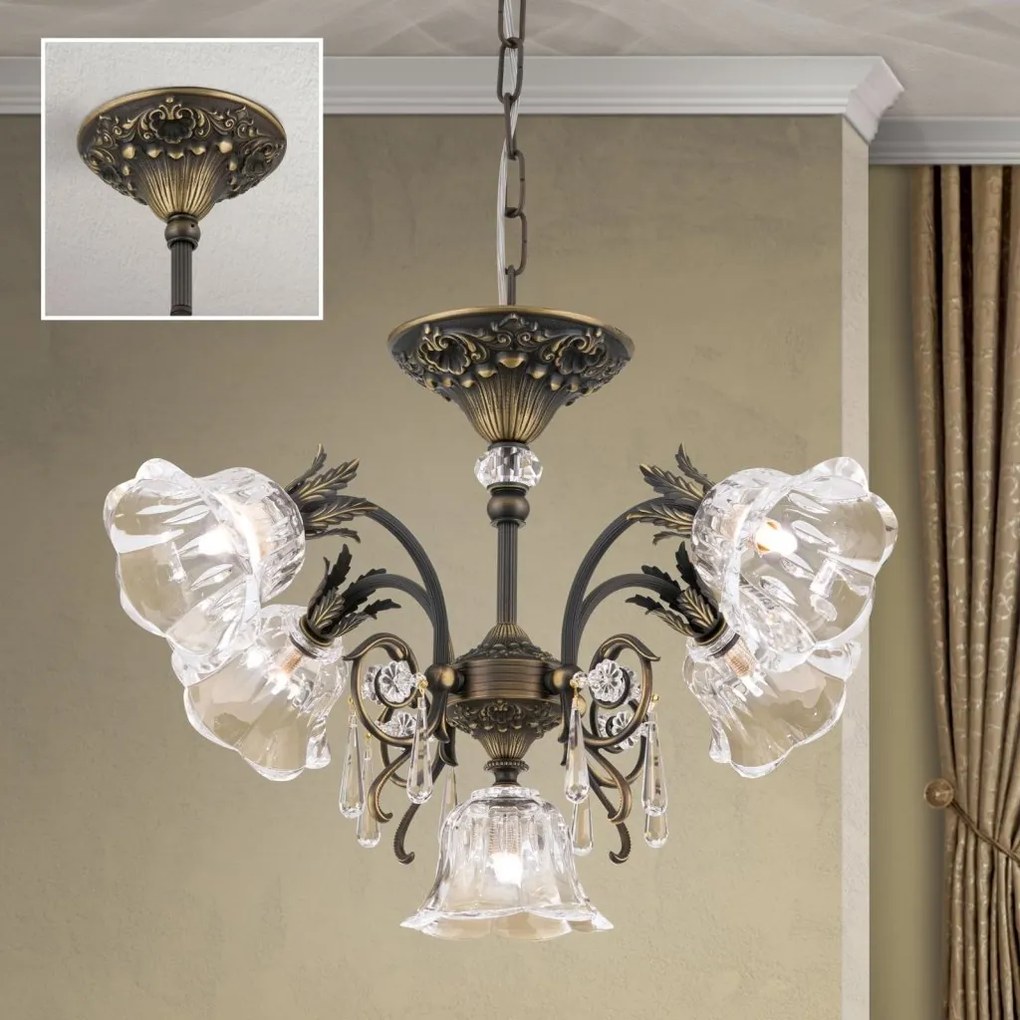 Candelabru cristal design lux LA BOHEME D-60cm 5L old patina