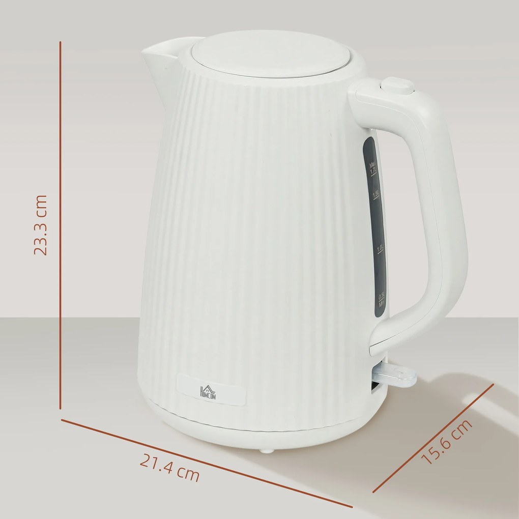 HOMCOM Fierbător Electric 1,7L 2025W cu Filtru Anticalcar Detașabil Oprire Automată Bază Rotativă 360° Crem | Aosom Romania
