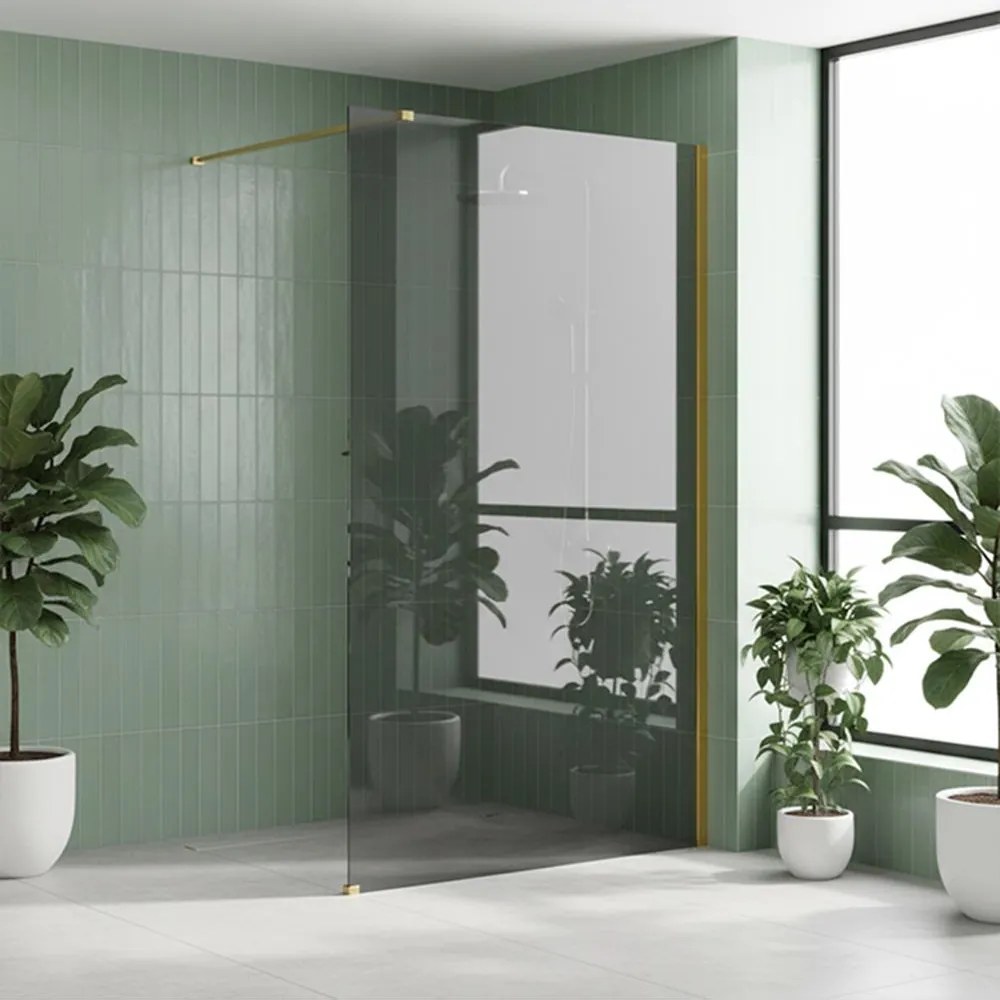 Paravan de dus fumuriu Rea Flexi Grey 90 cm auriu