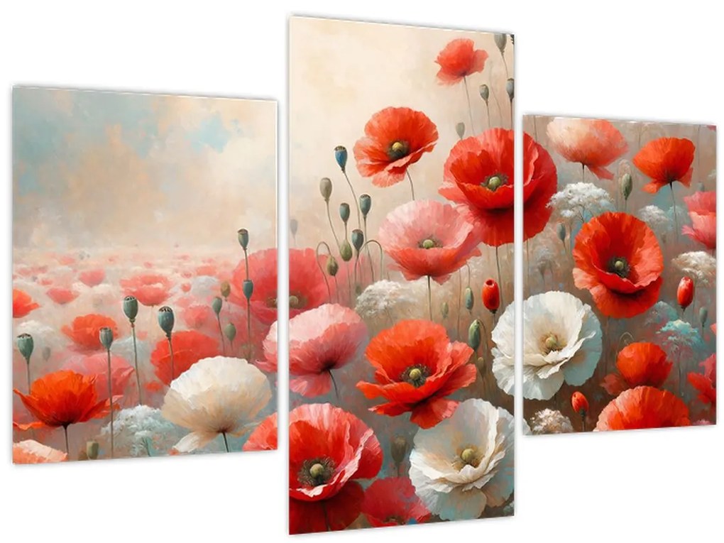 Tablou - Pictură cu maci (90x60 cm)