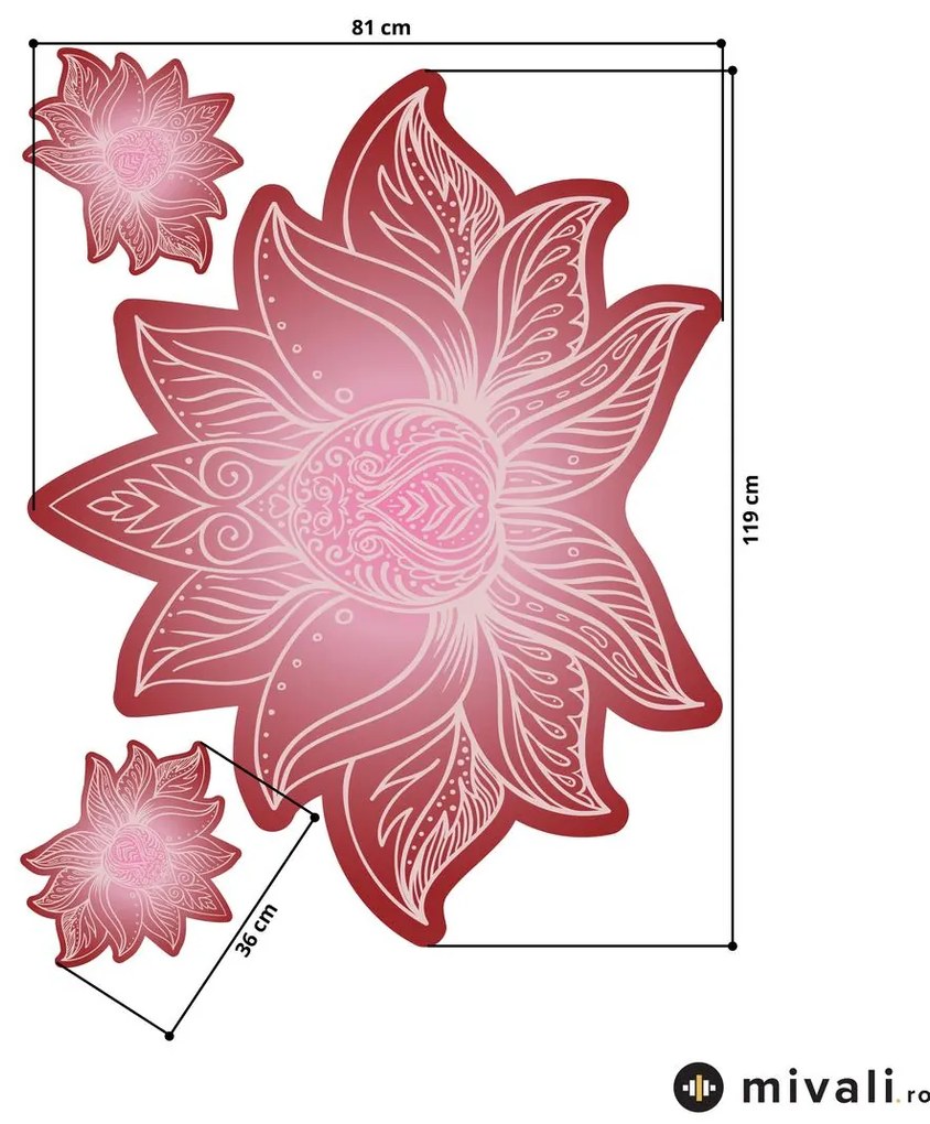 Autocolante de perete - Mandala de lotus roșu