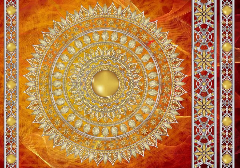 Fototapet - Mandala aurie în roșu (254x184 cm), în 8 de alte dimensiuni noi