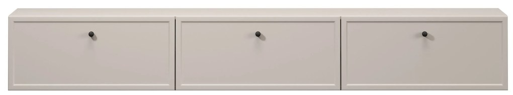 Comodă TV suspendată Lorini 200 cm cu sertare - culoare cașmir / mânere negre