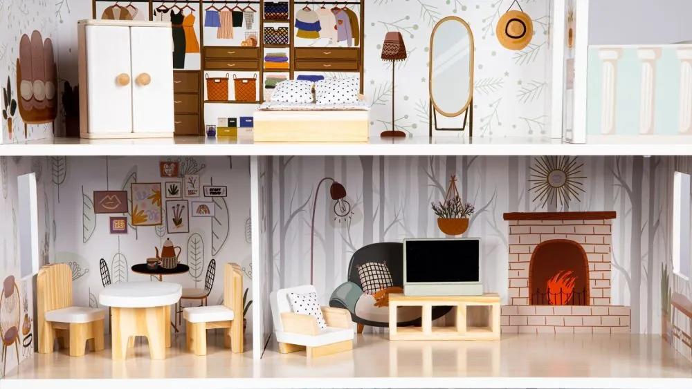Casa de păpuși cu mobilier Emma Ecotoys Residence